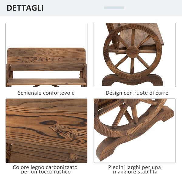 Outsunny Panca da Giardino 2 Posti con Schienale Alto, in Legno di Abete, 114x58x80 cm, Marrone|Aosom