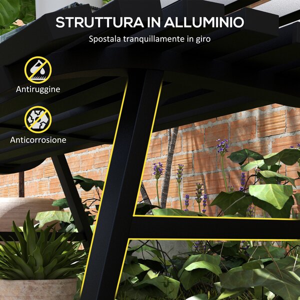 Outsunny Panchina da Esterno in Alluminio a 2 Posti a Doghe, 123x67x79cm, Nero|Aosom