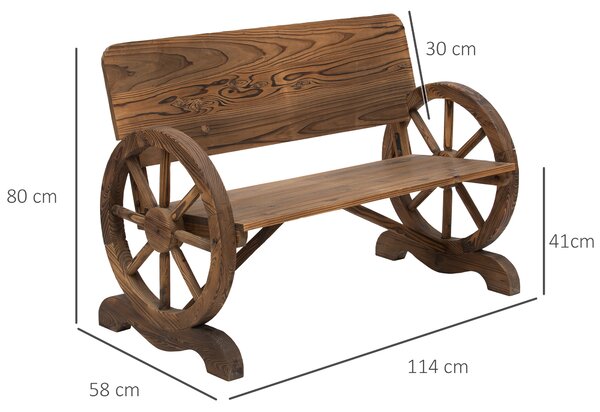 Outsunny Panca da Giardino 2 Posti con Schienale Alto, in Legno di Abete, 114x58x80 cm, Marrone|Aosom