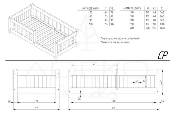 Letto per bambini in legno di pino 70x140 cm CP - Adeko