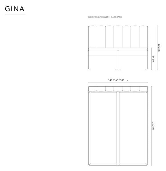 Letto boxspring beige con contenitore 180x200 cm Gina - Milo Casa
