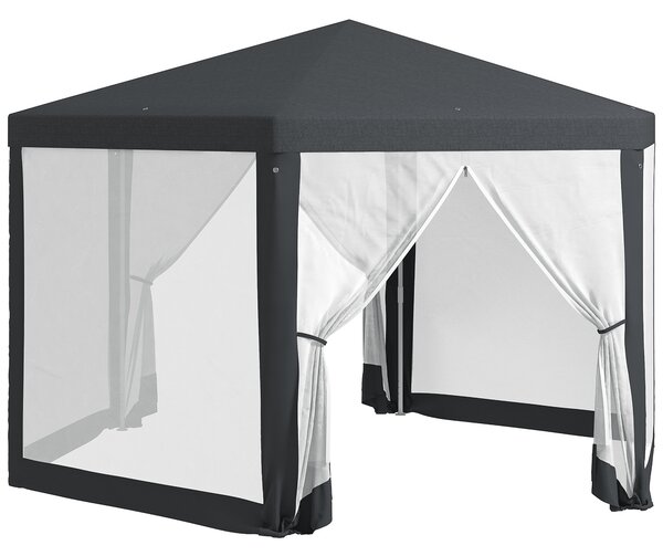 Outsunny Gazebo da Giardino Esagonale con Doppio Ingresso, in Metallo e Poliestere, 3.94x3.94x2.5 m, Grigio|Aosom