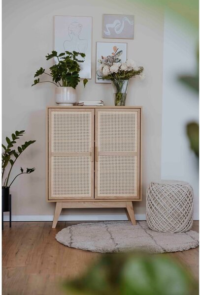 Mobiletto colore naturale in rovere decorato 87x110 cm Bridget - Støraa