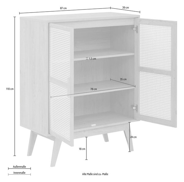 Mobiletto colore naturale in rovere decorato 87x110 cm Bridget - Støraa