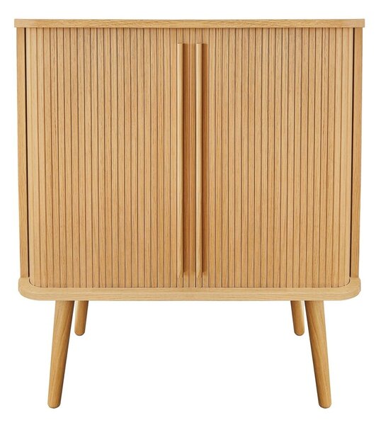 Cassettiera alta colore naturale con trama in rovere con ante scorrevoli 83x95 cm Rove - Woodman
