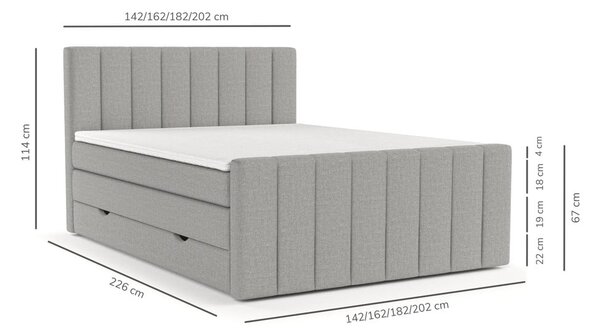 Letto boxspring grigio con contenitore 140x200 cm Ruby - Maison de Rêve