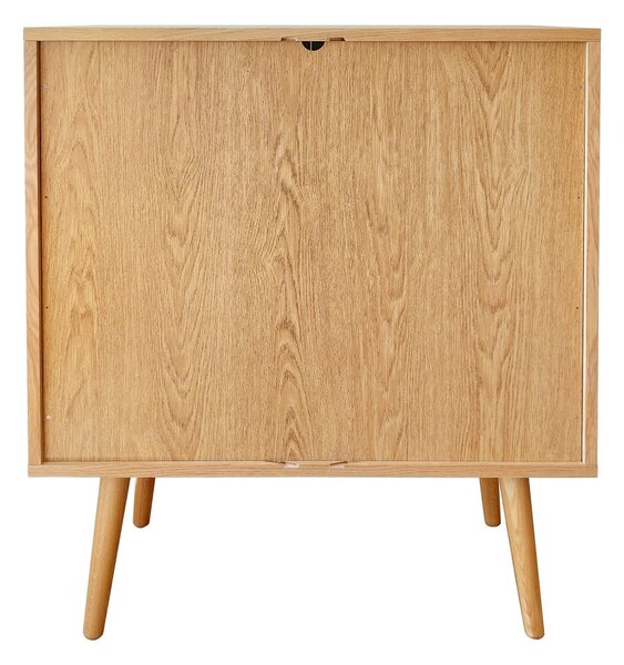 Cassettiera alta colore naturale con trama in rovere con ante scorrevoli 83x95 cm Rove - Woodman