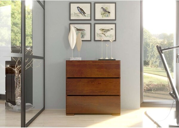 Cassettiera in faggio marrone , 80 x 81 cm Sandemo - Skandica
