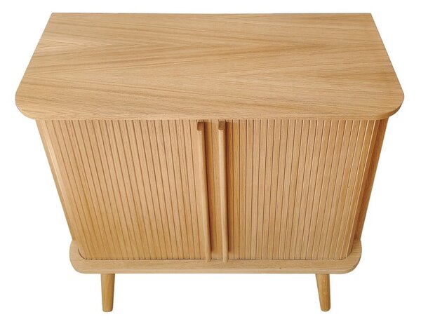 Cassettiera alta colore naturale con trama in rovere con ante scorrevoli 83x95 cm Rove - Woodman