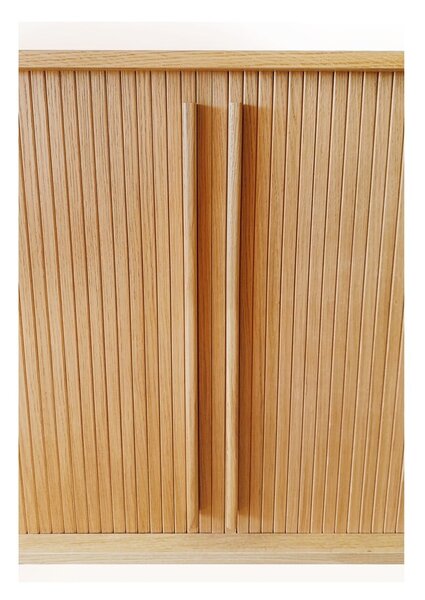 Cassettiera alta colore naturale con trama in rovere con ante scorrevoli 83x95 cm Rove - Woodman