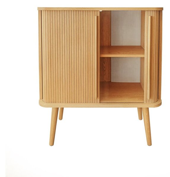 Cassettiera alta colore naturale con trama in rovere con ante scorrevoli 83x95 cm Rove - Woodman