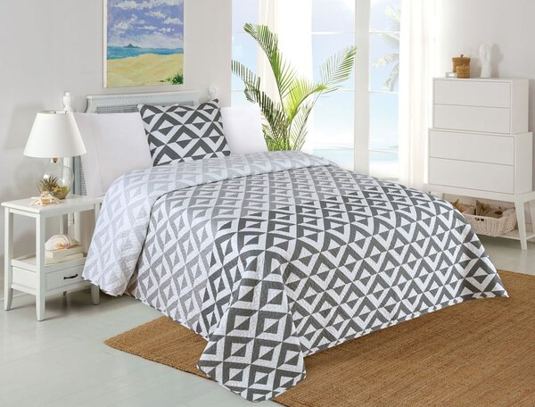 Set con copriletto e federa bianco/grigio con rivestimento trapuntato 140x220 cm Casilla – My House