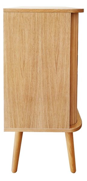 Cassettiera alta colore naturale con trama in rovere con ante scorrevoli 83x95 cm Rove - Woodman