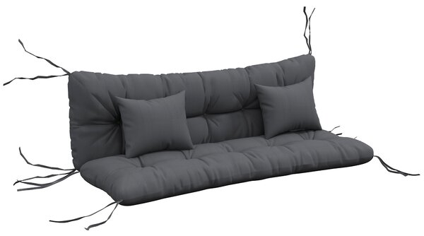 Outsunny Set 4 Cuscini da Giardino per Schienale e Seduta con Imbottitura, in Poliestere, Grigio Carbone