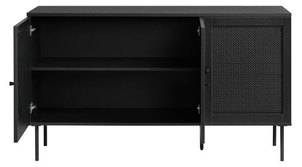 Cassettiera bassa nera in rovere 140x80 cm Pensacola - Unique Furniture