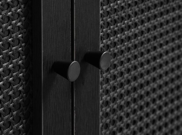 Cassettiera bassa nera in rovere 140x80 cm Pensacola - Unique Furniture