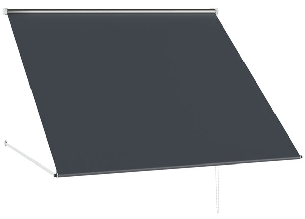 Outsunny Tenda da Sole a Bracci con Apertura Manuale, Inclinazione e Protezione UV30+, 150x120 cm, Grigio|Aosom