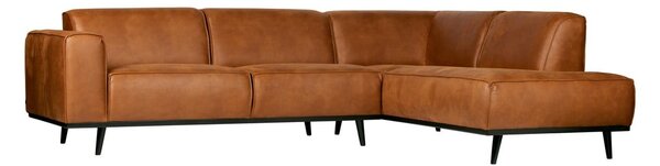 Divano angolare marrone (con penisola a destra/a L) con rivestimento in finta pelle Statement – WOOOD