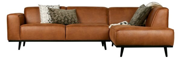 Divano angolare marrone (con penisola a destra/a L) con rivestimento in finta pelle Statement – WOOOD