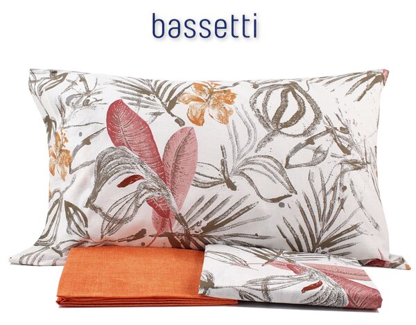 Completo letto copriletto con balza applicata UNA PIAZZA Bassetti EXTRA articolo 39851 variante FOGLIE arancio
