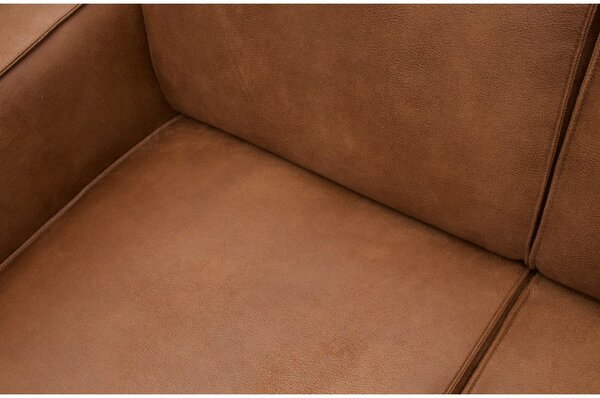 Divano angolare marrone (con penisola a destra/a L) con rivestimento in finta pelle Statement – WOOOD