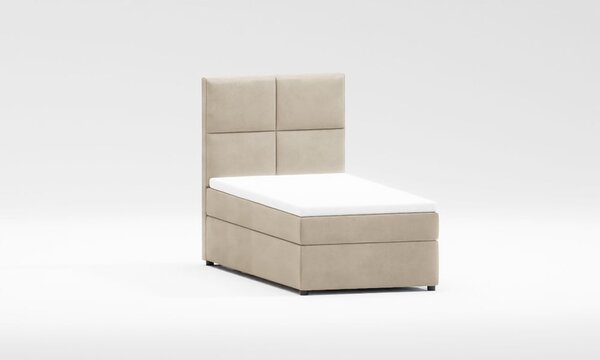 Letto singolo imbottito con contenitore beige con materasso e topper inclusi 90x200 cm Lena – Ropez