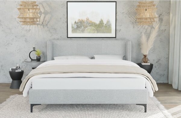Letto matrimoniale imbottito grigio con griglia 180x200 cm Basti - Ropez