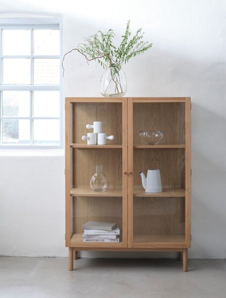 Vetrina in legno di quercia di colore naturale 140x100 cm Elba - Unique Furniture