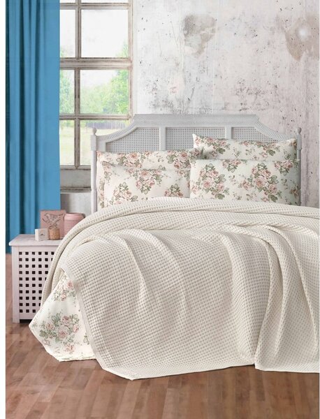 Copriletto in cotone crema 220x240 cm Waffle - Mila Home