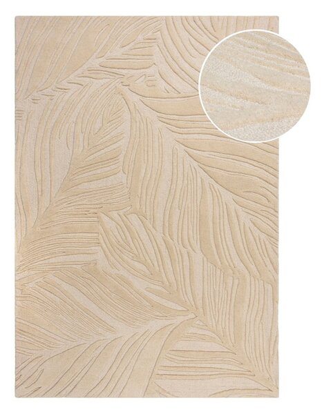 Tappeto in lana beige 120x170 cm Lino Leaf - Flair Rugs