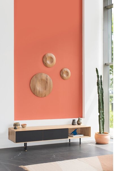 Tavolo TV in legno di quercia di colore nero-naturale 200x48 cm Fina - Gazzda