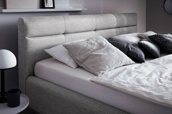 Letto matrimoniale imbottito grigio con contenitore con rete inclusa 180x200 cm Lotte – Meise Möbel
