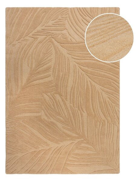 Tappeto in lana marrone chiaro 160x230 cm Lino Leaf - Flair Rugs