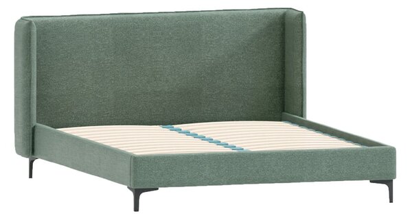 Letto matrimoniale imbottito verde con griglia 180x200 cm Basti - Ropez