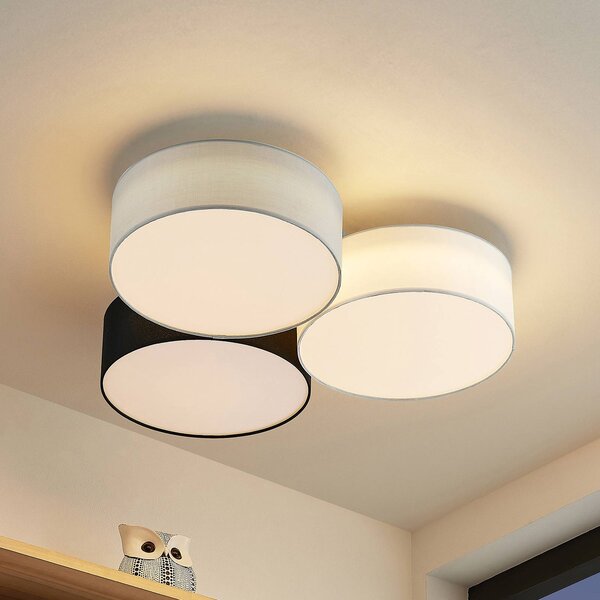 Plafoniera soffitto Janita Lindby, dimmerabile, Nero, Soggiorno / Sala da pranzo, Tessuto / Stoffa / Seta, Moderno, Plafoniera