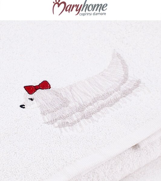 SET Asciugamani 1+1 in spugna di cotone MaryHome Art. 6M94686 fondo bianco