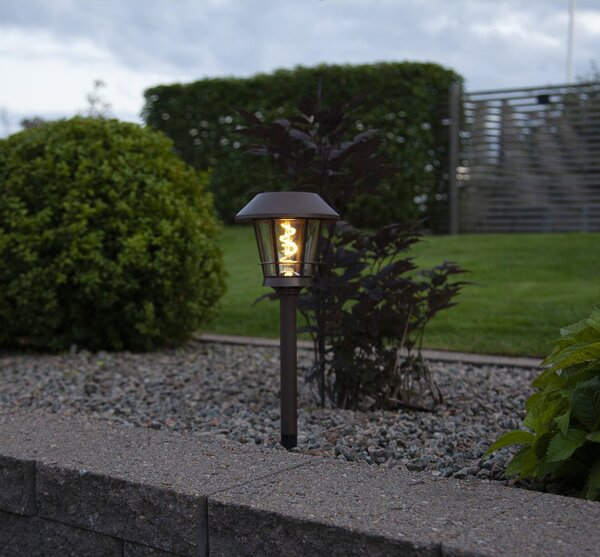 Apparecchio solare a LED per esterni di colore marrone, altezza 35 cm Fergus - Star Trading