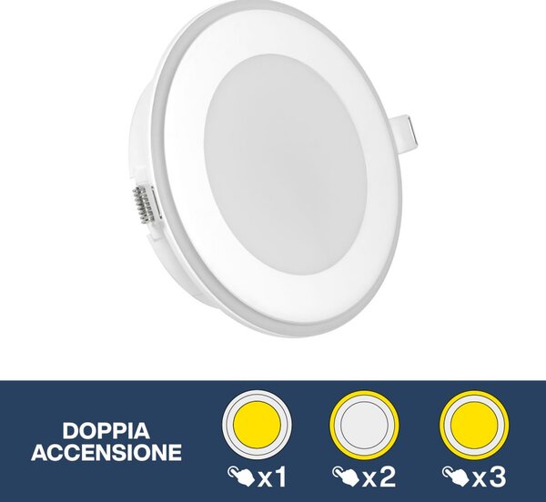 Faretto LED da incasso 12,5W Doppia Accensione - Foro Ø123mm Colore Bianco Naturale 4.000K