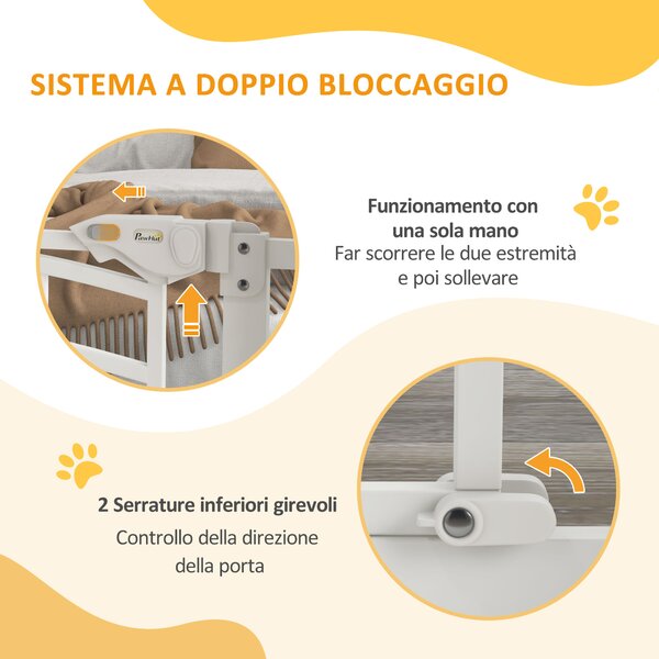 PawHut Cancellino per Cani taglia Piccola e Media con Chiusura Automatica, in Acciaio e PA, 74-80x76 cm, Bianco|Aosom