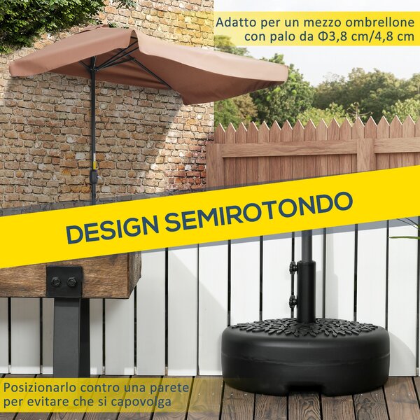 Outsunny Base per Ombrellone Semicircolare Riempibile con Sabbia o Acqua per Pali 38-48mm, Nero|Aosom