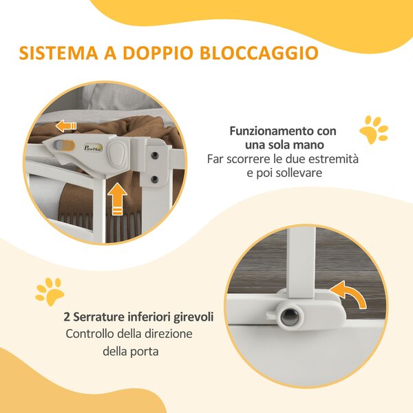 PawHut Cancellino per Cani taglia Piccola e Media con Chiusura Automatica, in Acciaio e PA, 74-100x76 cm, Bianco|Aosom