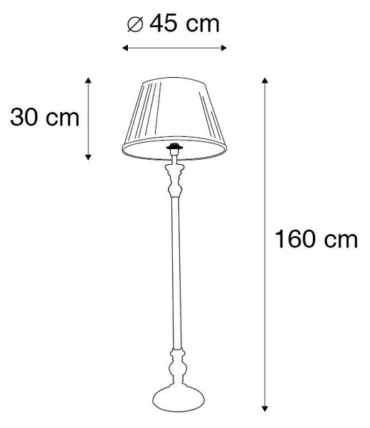 Lampada da terra rustica grigia con paralume plissettato bianco - Classico