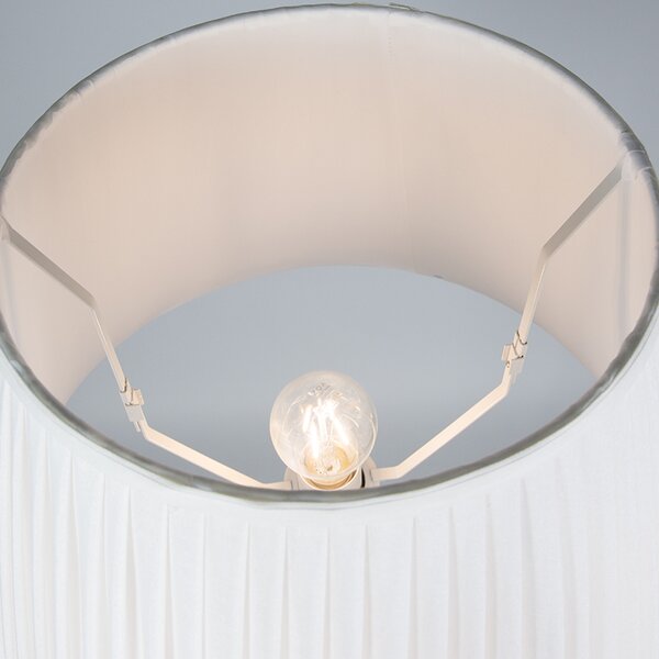 Lampada da terra retrò in ottone con paralume plissé crema 45 cm - Kaso