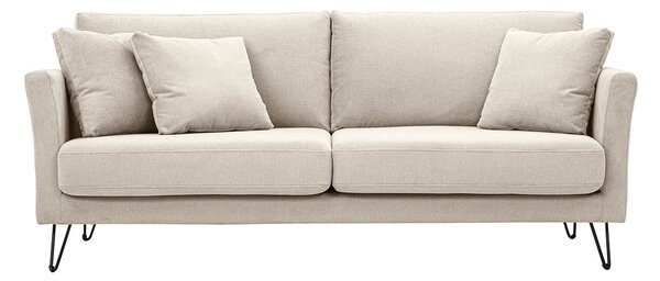 Divano 3 posti in tessuto ciniglia beige e metallo OSLO