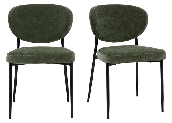 Sedie in tessuto effetto velluto verde kaki e metallo (lotto di 2) BREKA
