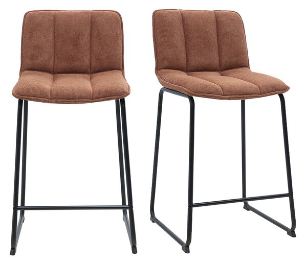 Sgabelli da bar in tessuto ciniglia terra bruciata e metallo nero H65.6 cm (lotto di 2) VISTO