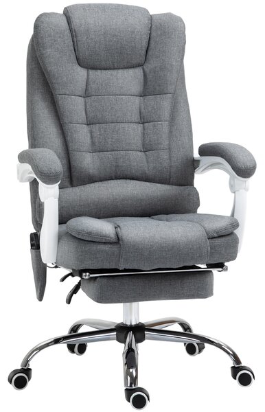 Vinsetto Poltrona da Ufficio con Telecomando e 6 Punti di Massaggio, in Tessuto misto velluto e lino, 67x79x111-121 cm, Grigio | Aosom Italy