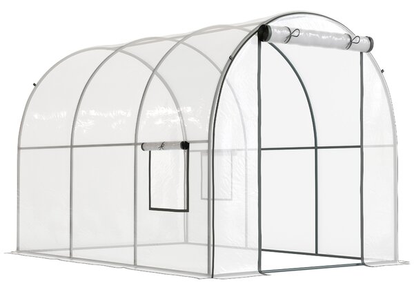 Outsunny Serra a Tunnel 3x2x2m con Porta Avvolgibile e Finestre a Rete in Acciaio e Plastica, Trasparente | Aosom Italy
