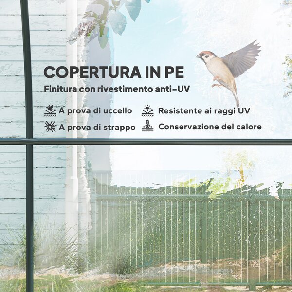 Outsunny Serra a Tunnel 3x2x2m con Porta Avvolgibile e Finestre a Rete in Acciaio e Plastica, Trasparente | Aosom Italy