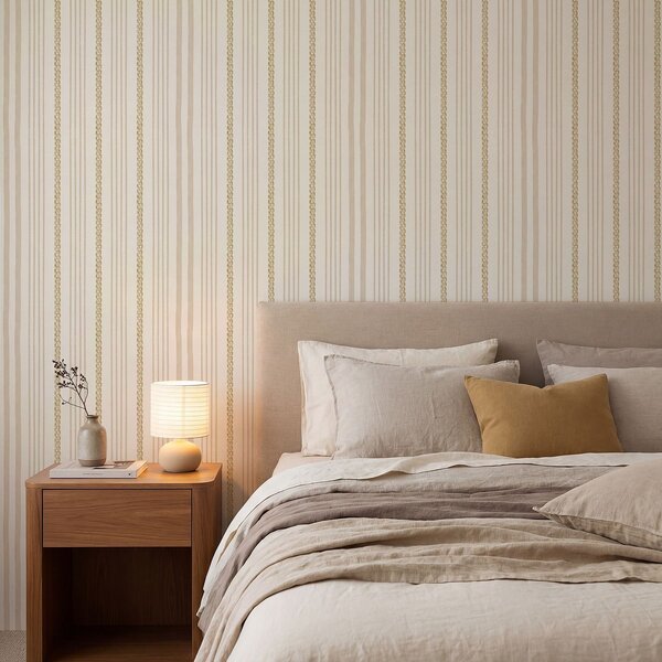 Carta da parati Strisce verticali color beige con motivo, Parati geometrica classici, Parati geometrica a righe classici, a01252 : Uwalls.it